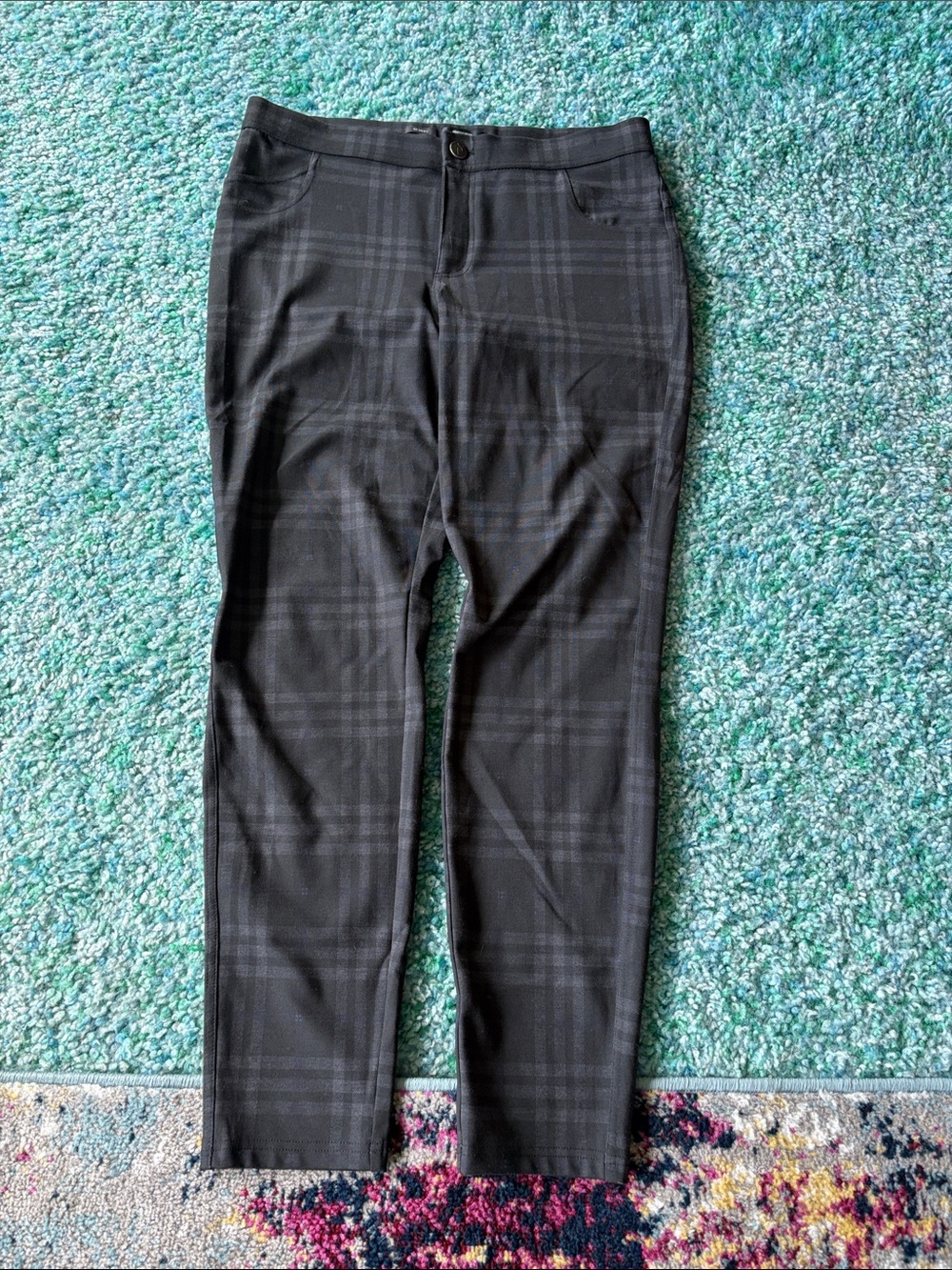 Simply Vera Vera Wang Charcoal Plaid Dress Pants